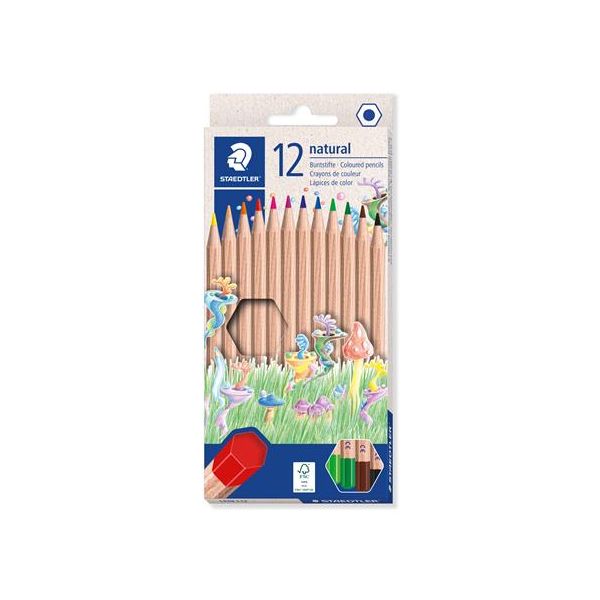 Farebné ceruzky, sada, šesťhranné, STAEDTLER "Noris® natural 143N", 12 farieb, 12ks