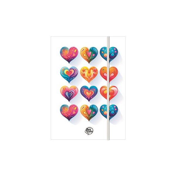 Doska s gumičkou, kartón, A4, OPTISCHOOL  "Love"