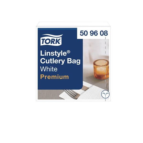 Servírovacie servítky, priemyselne kompostovateľné, 1-vrstvové, 39x39 cm, Premium, TORK "LinStyle", biele, 50ks