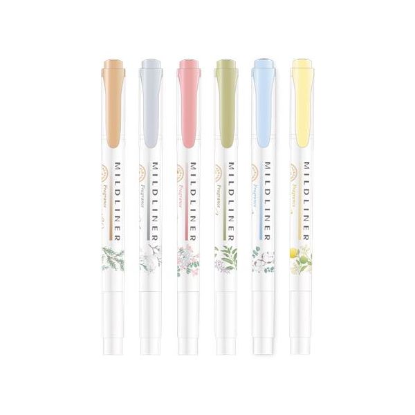 Zvýrazňovač, sada, 1,4/4 mm, obojstranný, ZEBRA "Mildliner Scented Fragrance", 6 rôznych farieb, 5ks