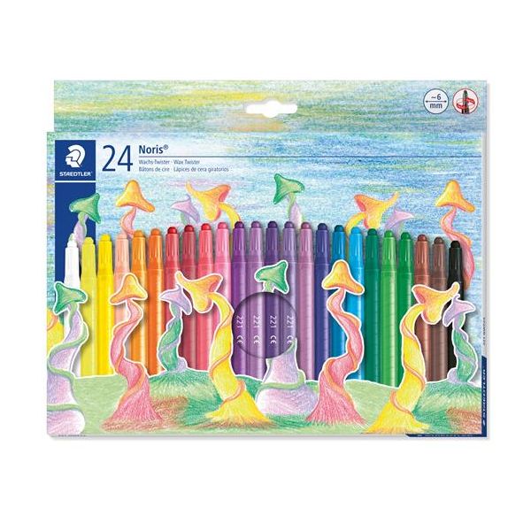 Voskovky, vysúvateľné, STAEDTLER "Noris 221", 24 rôznych farieb, 24ks