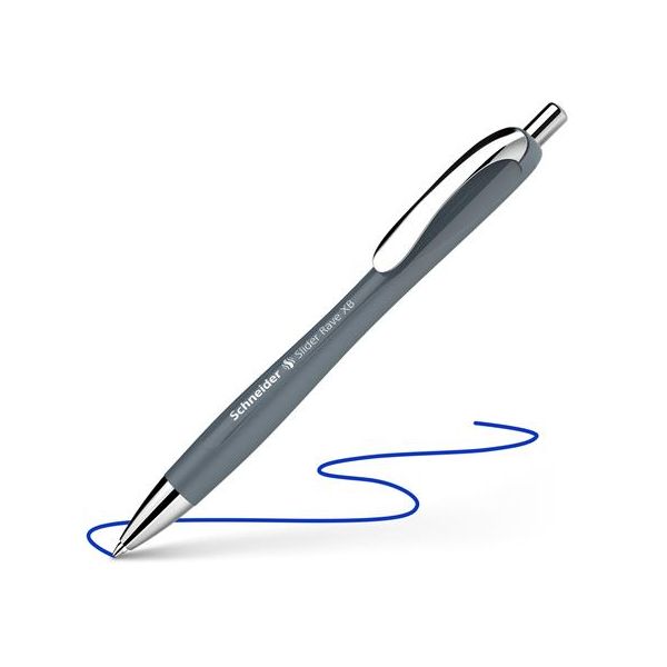 Guľôčkové pero, 0,7 mm, stláčací mechanizmus, SCHNEIDER "Slider Rave XB", sivé