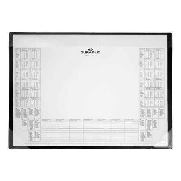 Podložka na stôl, 600x430 mm, PP, s ročným kalendárom, DURABLE, čierna