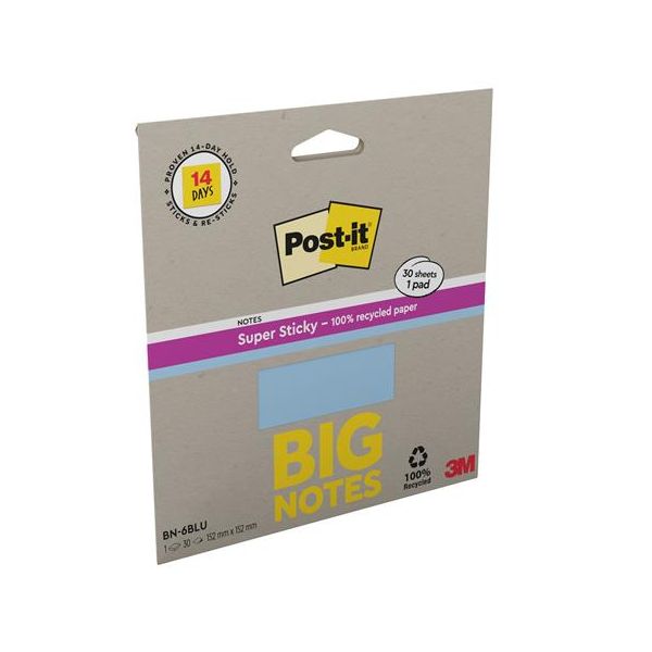 Samolepiaci bloček, 152x152 mm, 30 listov, 3M POSTIT "Super Sticky", modrý, 30list