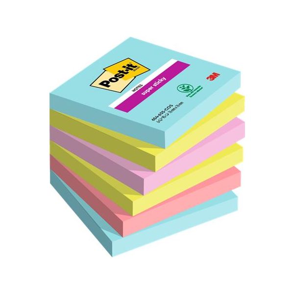 Samolepiaci bloček, 76x76 mm, 6x90 listov, 3M POSTIT "Super Sticky", "Cosmic", mix farieb, 540list
