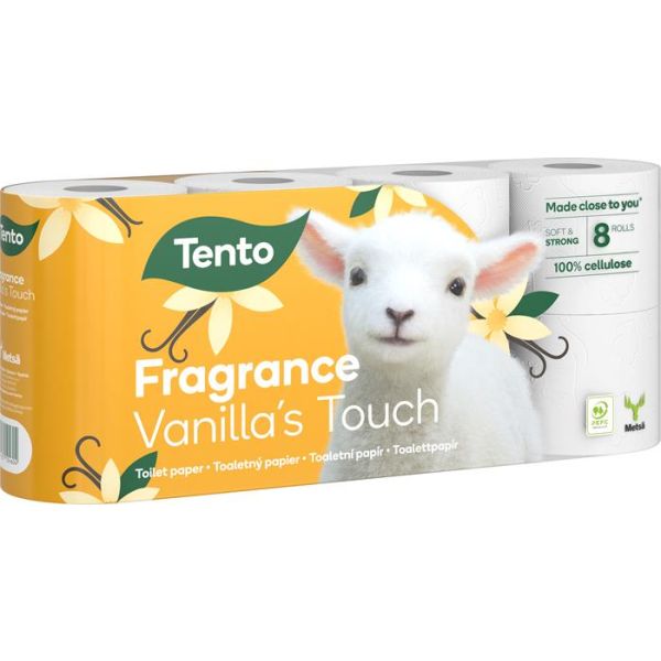 Toaletný papier, 3-vrstvový, malý kotúč, 8 kotúčov, TENTO  "Vanilla`s Touch", biely, 8kotúč