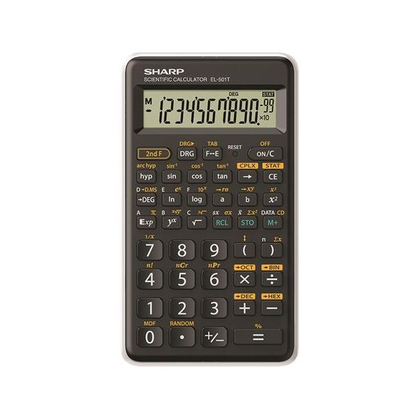 Kalkulačka, vedecká, 146 funkcií, SHARP "EL-501TBWH", čierna-biela, v krabičke