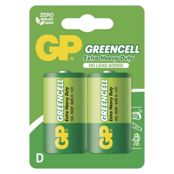 Zinko-chloridová batéria GP Greencell R20 (D), 2 ks