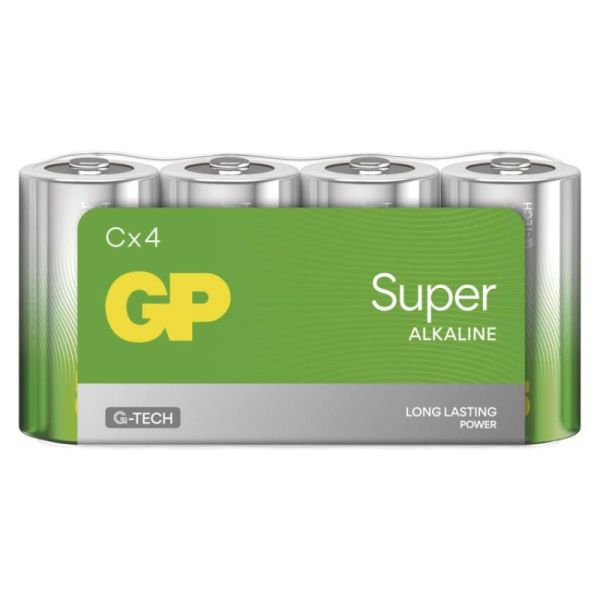Alkalická batéria GP Super LR14 (C), 4 ks fólia