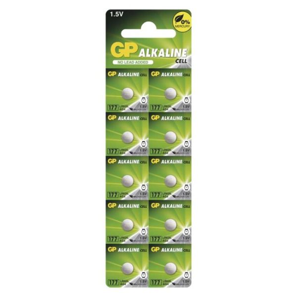 Alkalická gombíková batéria GP LR626 (177F), 10 ks