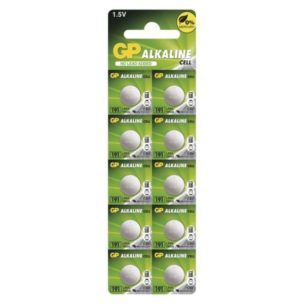 Alkalická gombíková batéria GP LR1120 (191F), 10 ks