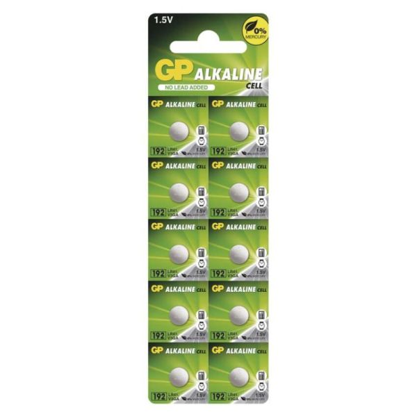 Alkalická gombíková batéria GP LR41 (192F), 10 ks