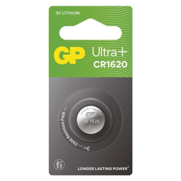 Lítiová gombíková batéria GP Ultra plus CR1620, 1 ks