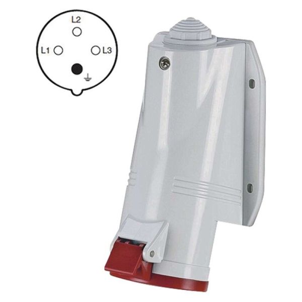 Zásuvka 4P 32A/400, IP44, nástenná