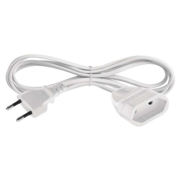 Dvojžilový pohyblivý prívod 1,5 m / 1 zásuvka / biely / PVC / 0,75 mm2