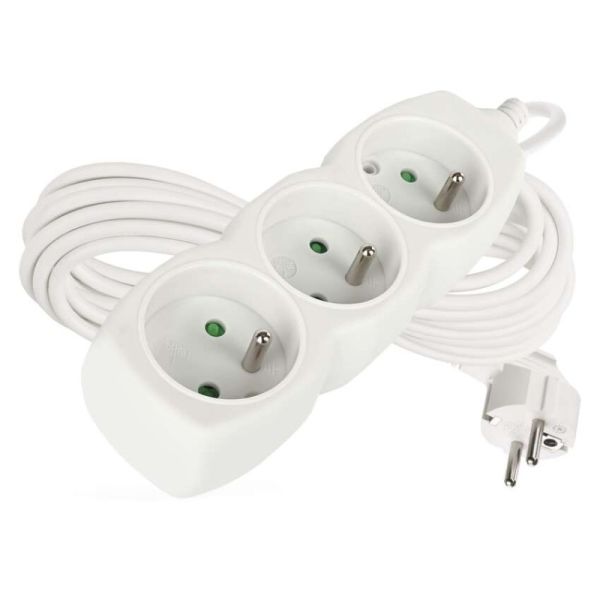 Predlžovací kábel 7 m / 3 zásuvky / biely / PVC / 1,5 mm2