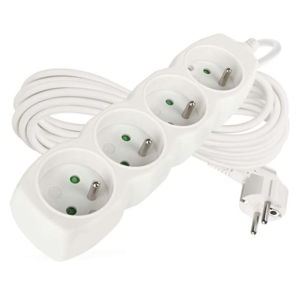 Predlžovací kábel 7 m / 4 zásuvky / biely / PVC / 1 mm2