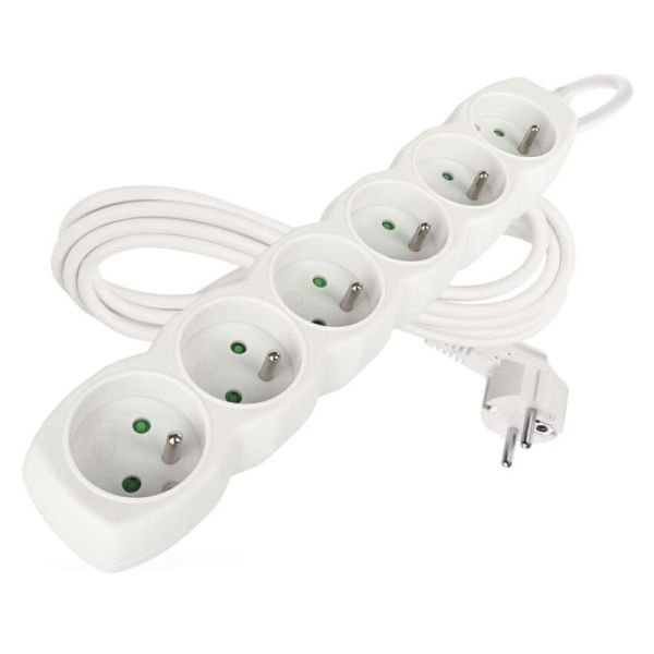 Predlžovací kábel 3 m / 6 zásuviek / biely / PVC / 1 mm2