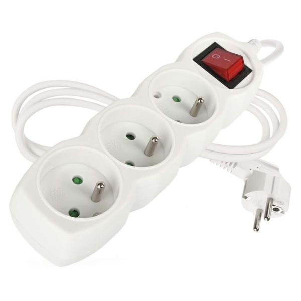 Predlžovací kábel 1,2 m / 3 zásuvky / s vypínačom / biely / PVC / 1 mm2