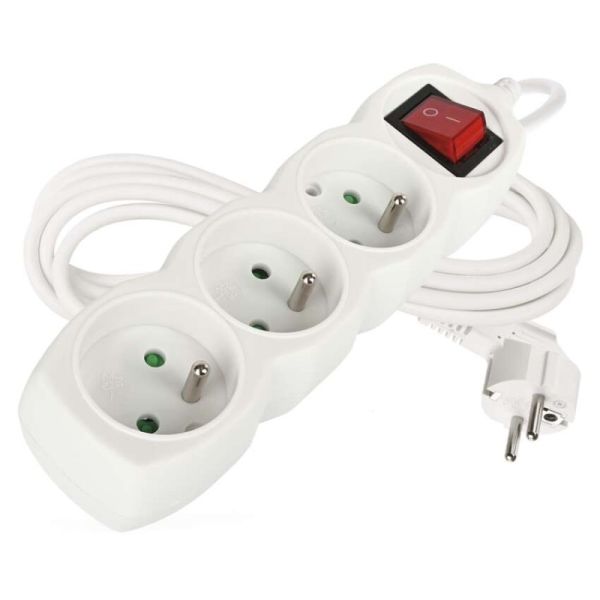 Predlžovací kábel 3 m / 3 zásuvky / s vypínačom / biely / PVC / 1 mm2