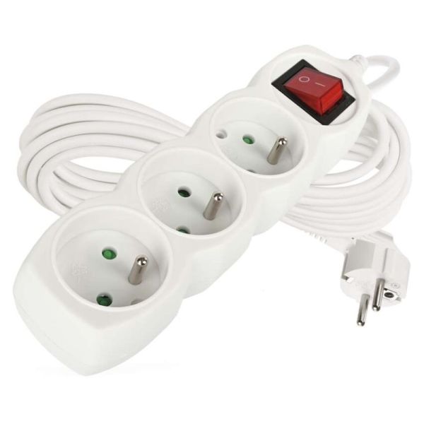 Predlžovací kábel 7 m / 3 zásuvky / s vypínačom / biely / PVC / 1 mm2
