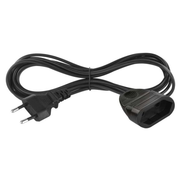 Dvojžilový pohyblivý prívod 3 m / 1 zásuvka / čierny / PVC / 0,75 mm2