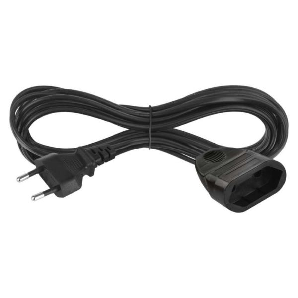 Dvojžilový pohyblivý prívod 5 m / 1 zásuvka / čierny / PVC / 0,75 mm2