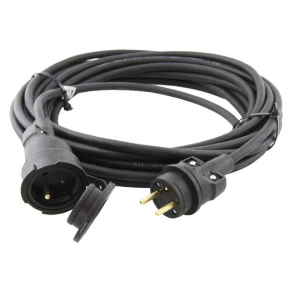 Vonkajší predlžovací kábel 10 m / 1 zásuvka / čierny / guma / 230 V / 1,5 mm2