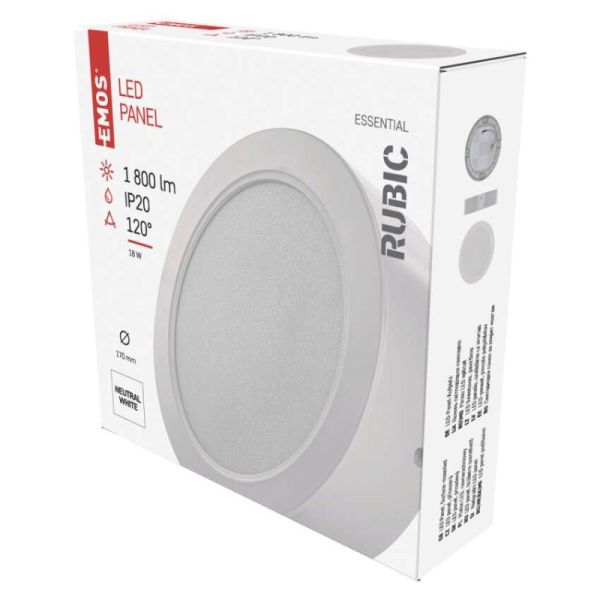 LED svietidlo 2v1 RUBIC, kruhové, biele, 18W, neutrálna biela