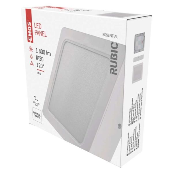 LED svietidlo 2v1 RUBIC, štvorcové, biely, 18W, neutrálna biela