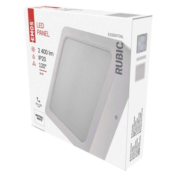 LED svietidlo 2v1 RUBIC, štvorcové, biele, 24W, neutrálna biela 