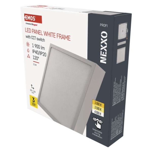 LED prisadené svietidlo, štvorec, biele, 21W, CCT