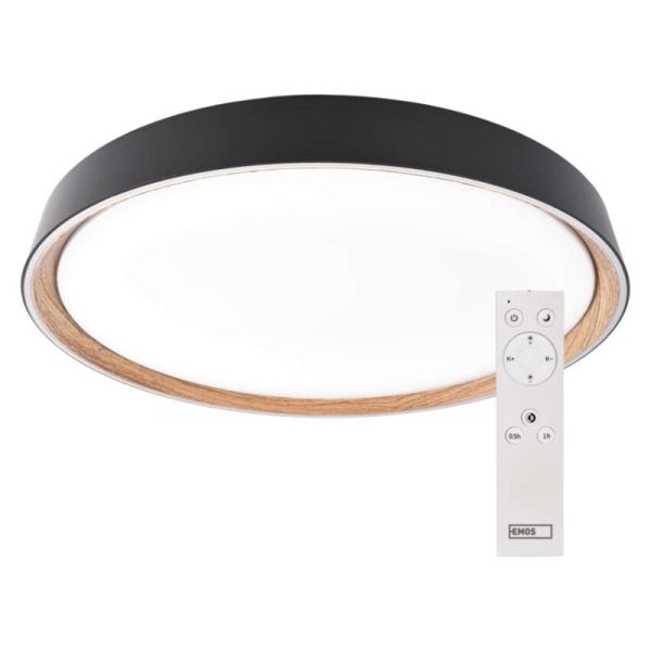 LED nástenné svietidlo ILVI, kruhové 30 W, stmievanie + CCT, čierna + drevo