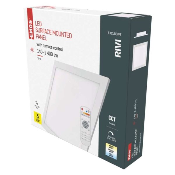LED panel prisadený RIVI 30x30, 20W, stmiev.so zmenou CCT