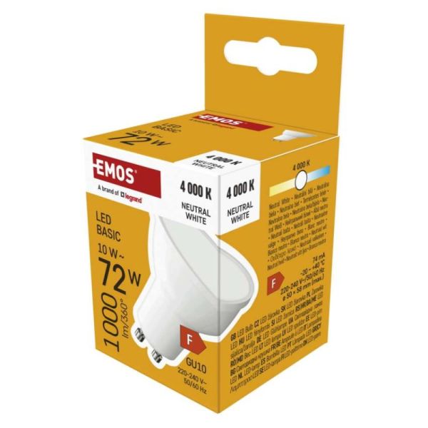 LED žiarovka Basic MR16 biela/ GU10 / 10 W (72 W) / 1000 lm / Neutrálna biela