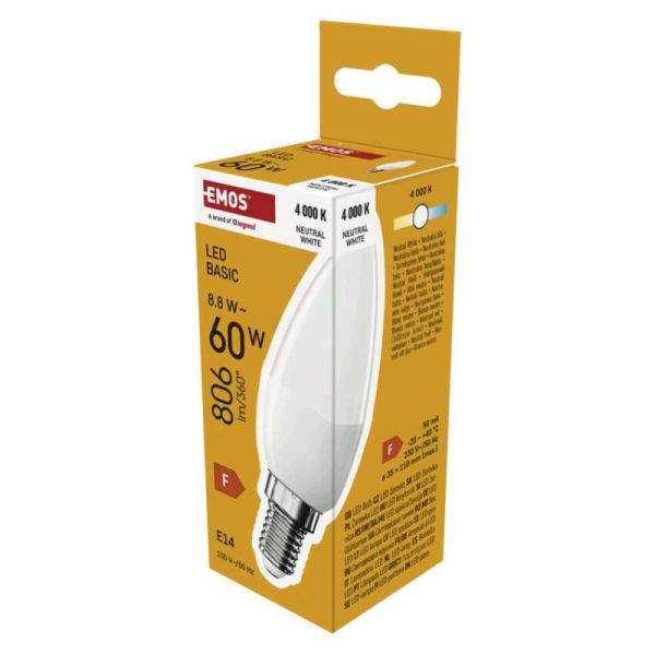 LED žiarovka Basic Candle E14 / 8,8 W (60 W) / 806 lm / Neutrálna biela