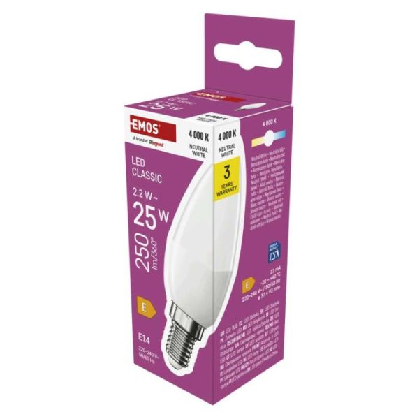LED žiarovka Classic sviečka / E14 / 2,2 W (25 W) / 250 lm / Neutrálna biela