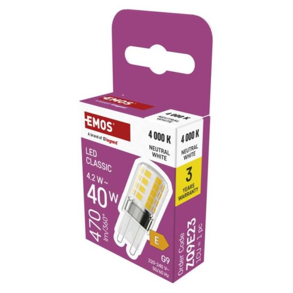 LED žiarovka Classic JC / G9 / 4,2 W (40 W) / 470 lm / Neutrálna biela