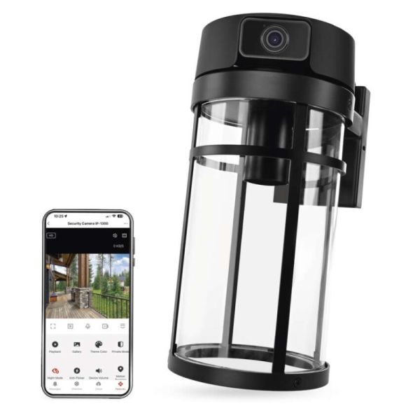 GoSmart Vonkajšia otočná kamera IP-1300 LANTERN s WiFi a svetlom, čierna