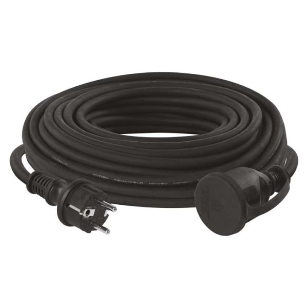 Vonkajší predlžovací kábel 20 m / 1 zásuvka / čierny / guma-neoprén / 230 V / 1,5 mm2