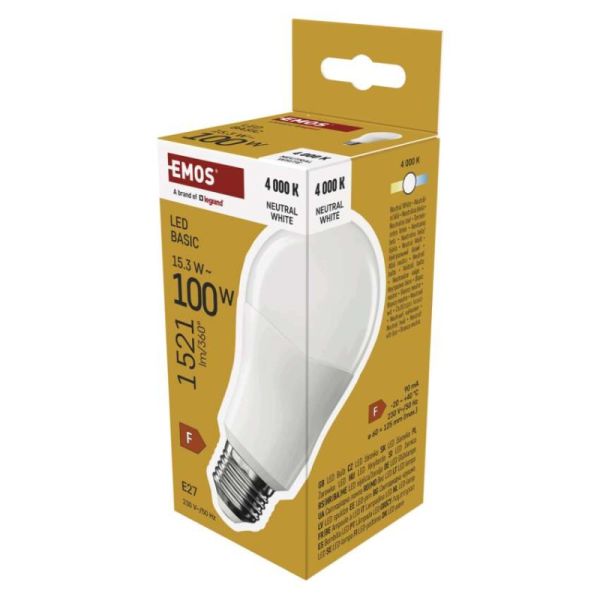 LED žiarovka Basic A60 / E27 / 15,3W (100 W) / 1521 lm / Neutrálna biela