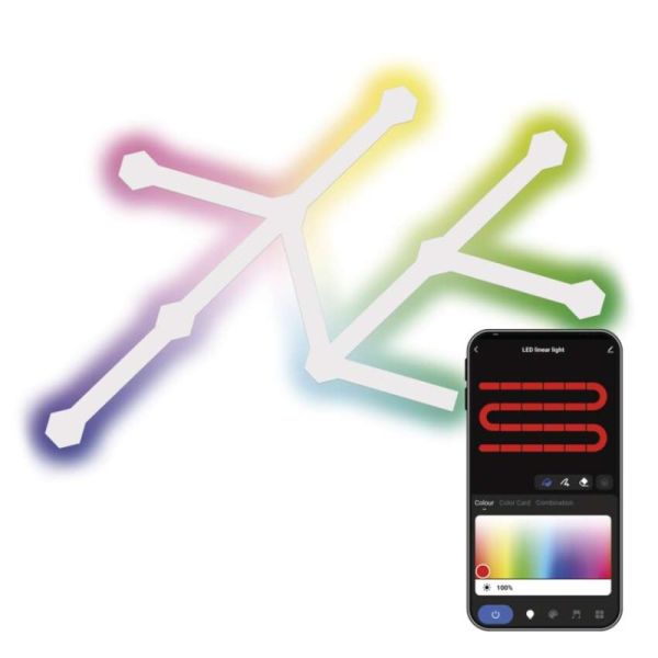 GoSmart LED svietidlo Lines white, 9 dielov, 34 W, RGBIC stmievateľné, WiFi