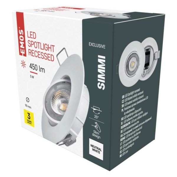 LED bodové svietidlo SIMMI biele, kruh 5W neutrálna b.