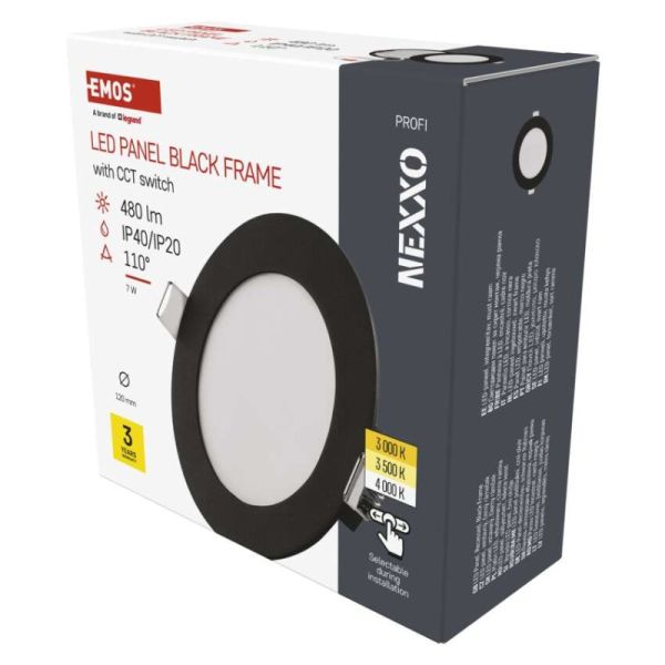 LED vstavané svietidlo NEXXO, kruhové, čierne, 7W, CCT