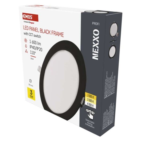 LED vstavané svietidlo NEXXO, kruhové, čierne, 18W, CCT