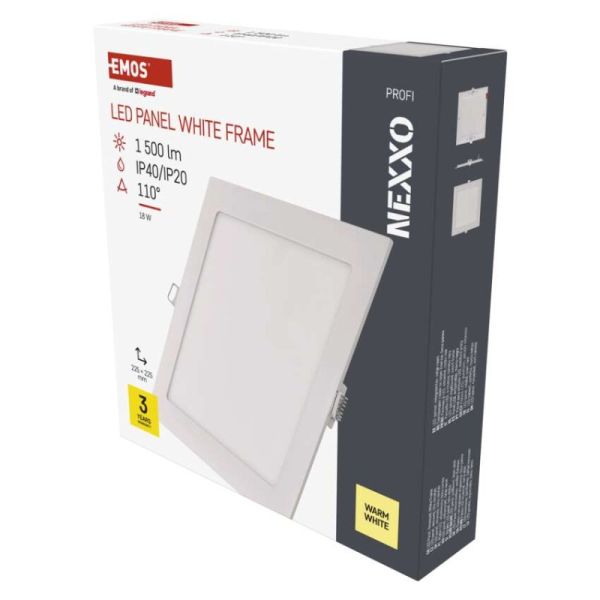 LED vstavané svietidlo NEXXO, štvorec, biely, 18W, teplá biela