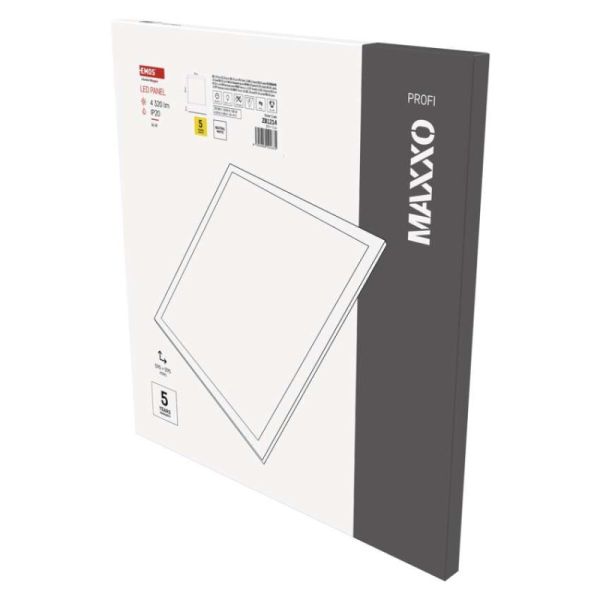 LED panel MAXXO 60 x 60 cm / 10 mm, 36 W, 4 320 lm, vstavaný, neutrálna biela, IP20