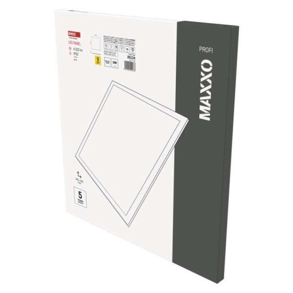 LED panel MAXXO 60 x 60 cm / 10 mm, 36 W, 4 320 lm, vstavaný, neutr. biela, UGR<19, IP20