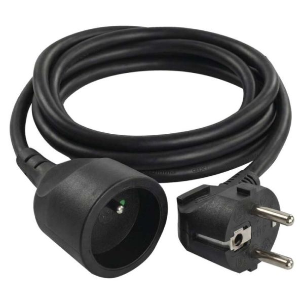 Predlžovací kábel 1,5 m / 1 zásuvka / čierny / PVC / 1 mm2