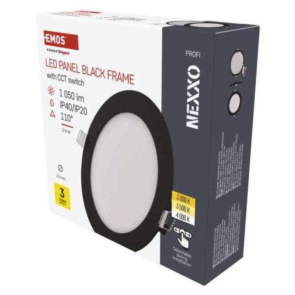 LED vstavané svietidlo NEXXO, kruhové, čierne, 12W, CCT